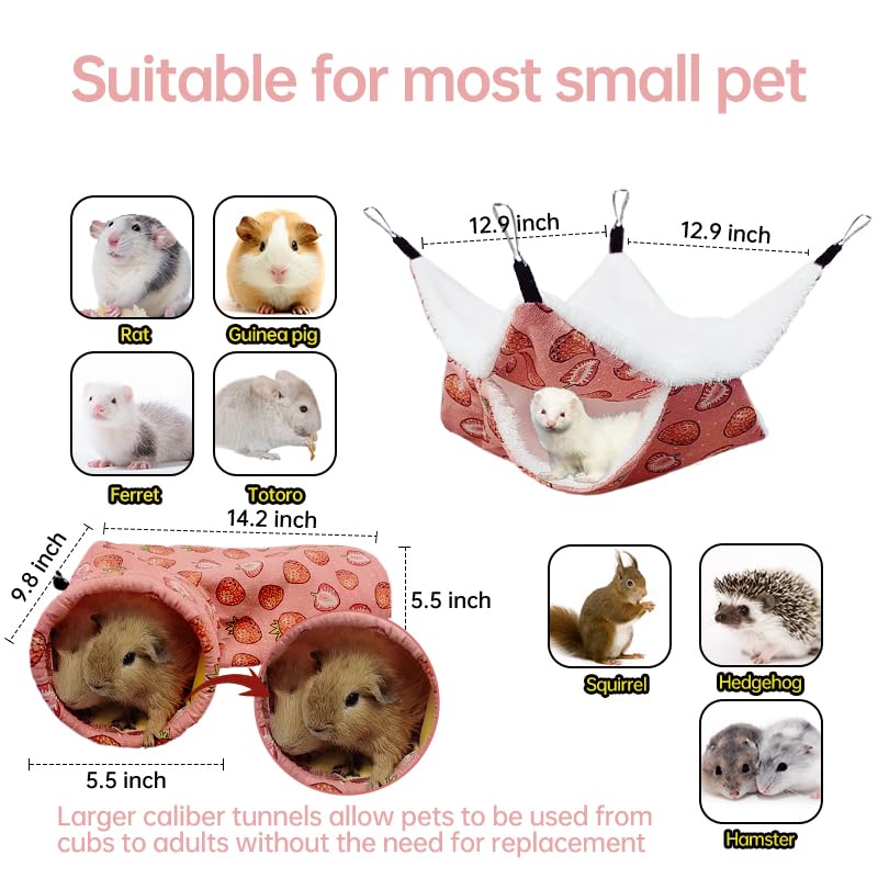 Rat Ferret Hammock Toys Cage Accessories, Guinea Pig Hideout Tunnel, Warm Bed For Rat Ferret Guinea Pig Sleep Hide And Play (1.H
