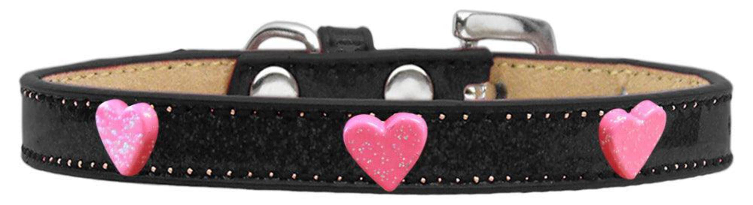 Dog, Puppy & Pet Widget Ice Cream Collar, Pink Glitter Heart Pink 12