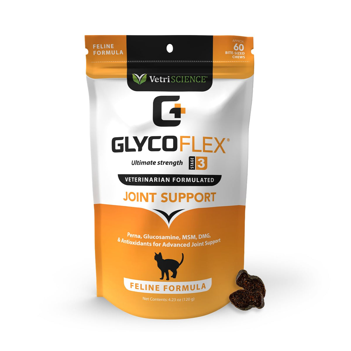 Vetriscience Glycoflex 3, Clinically Proven Joint Support Cat Supplements - Hip And Joint Health Supplement With Glucosamine, Ms