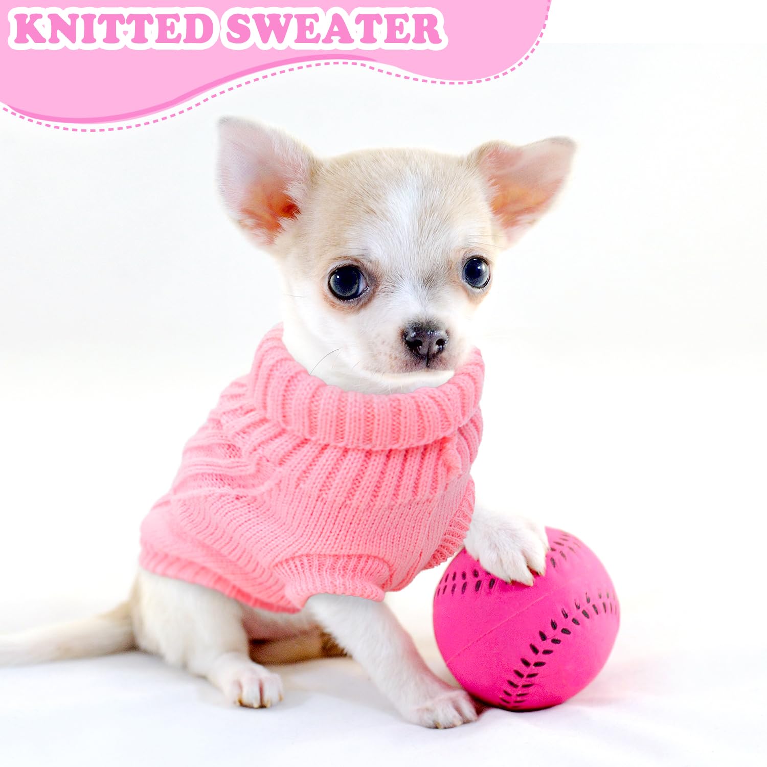 2 Pack Xs Dog Sweaters For Small Dogs Girl Knitted Turtleneck Puppy Sweater Warm Fall Winter Female Dog Clothes Pullover Cat Swe