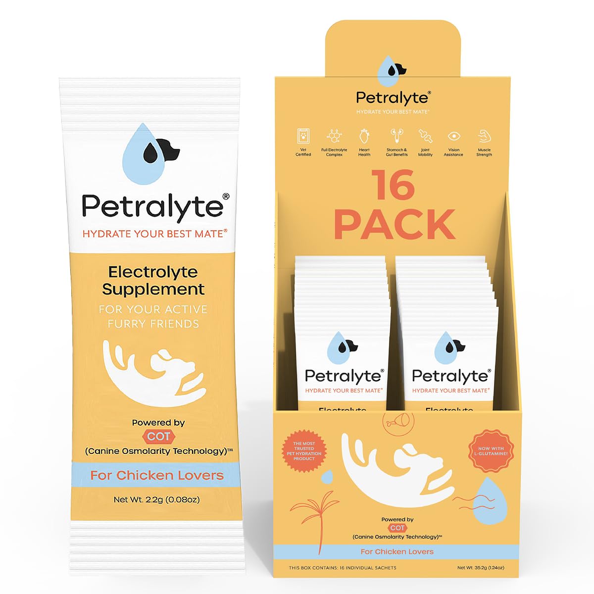 Petralyte Dog Electrolytes and Joint Supplement | Hydration Support for Dogs w/Glucosamine, Chondroitin & More | Electrolytes fo