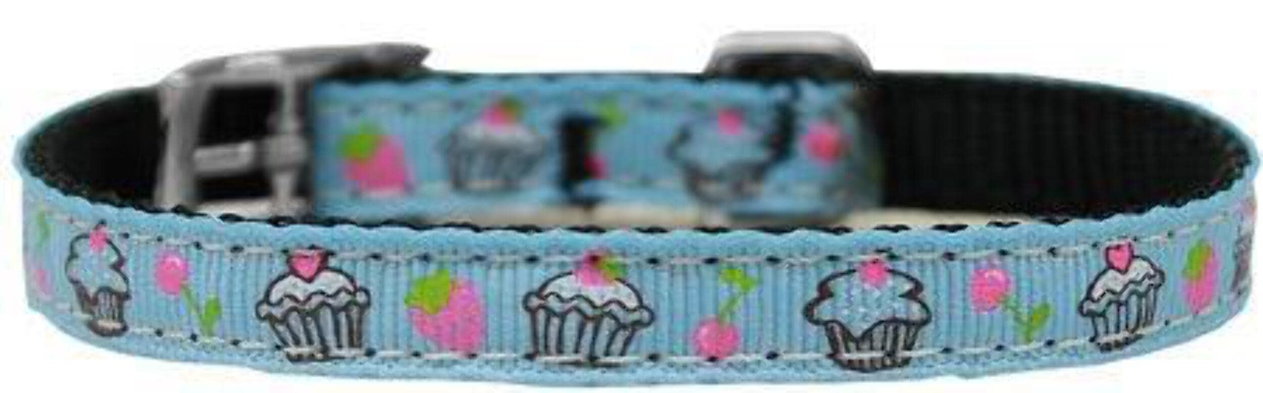 Mirage Pet Products Cupcakes Nylon Dog Collar with Classic Buckle, Size 16, Black