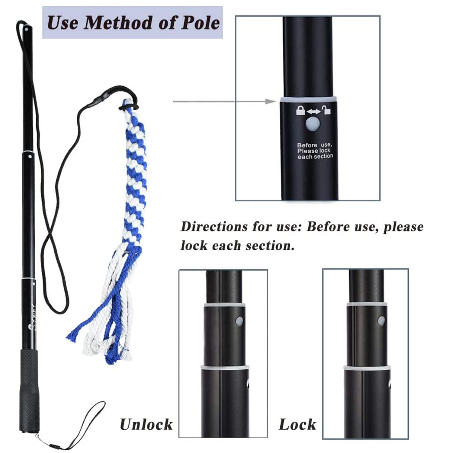 SYOOY Flirt Pole for Dogs,Interactive Dog Toys Durable Teaser Wand with 1 Fleece Rope Toy Dog Flirt Pole for Chase and Tug of Wa