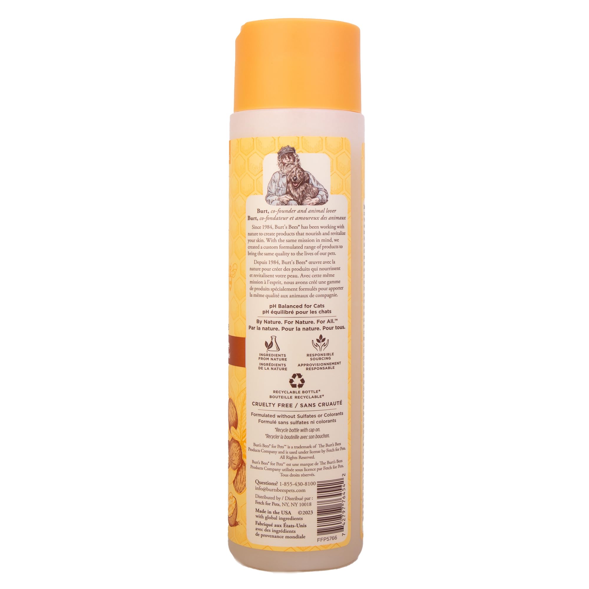 Burt's Bees for Pets Hypoallergenic Cat Shampoo with Shea Butter & Honey, 10 oz - Gentle Formula for Itchy Skin, 99.7% Natural Origin