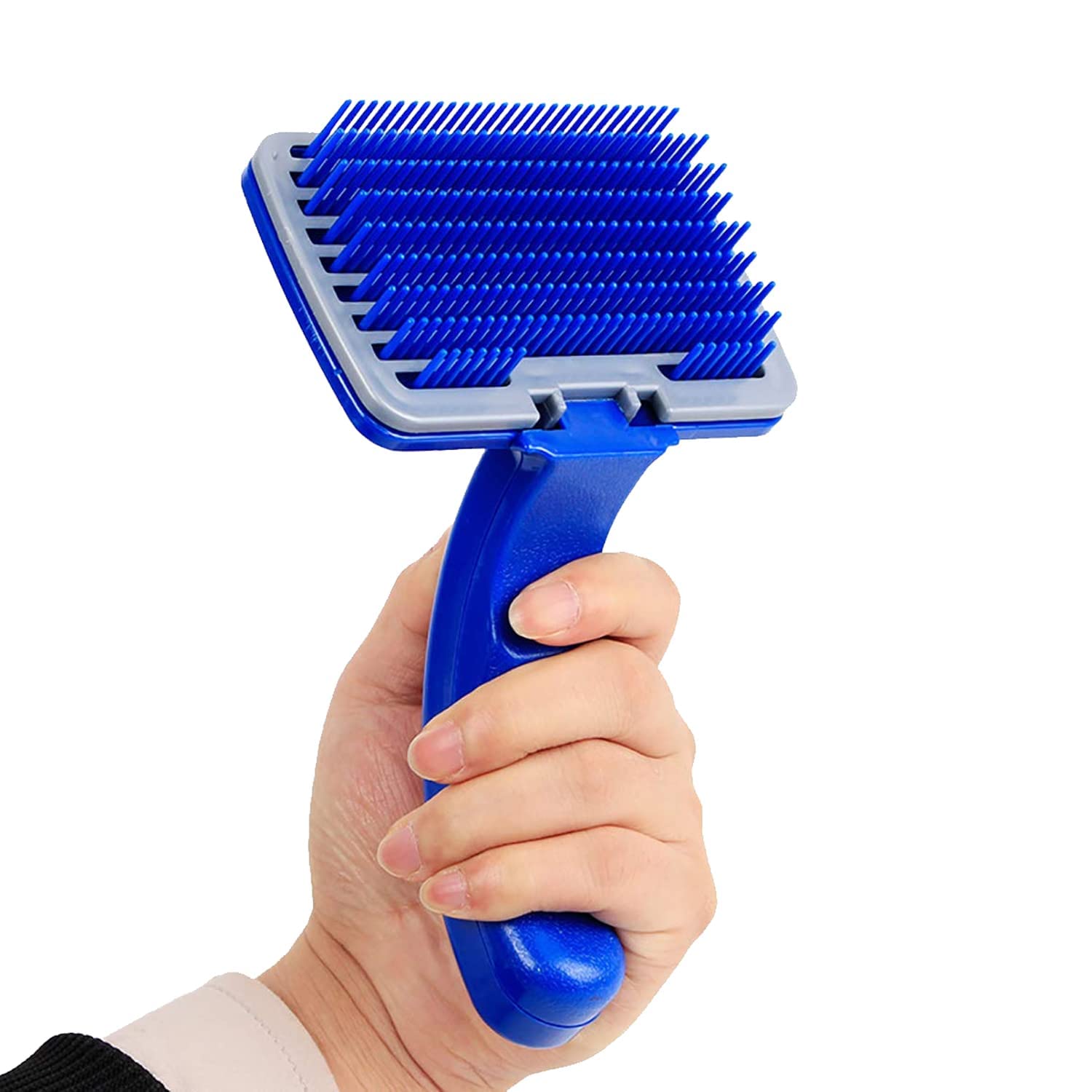Emily Pets Self Cleaning Slicker Brush For Dogs, Cats, Puppies & Rabbits  Pet Grooming Comb With OnePress Hair Removal Button 