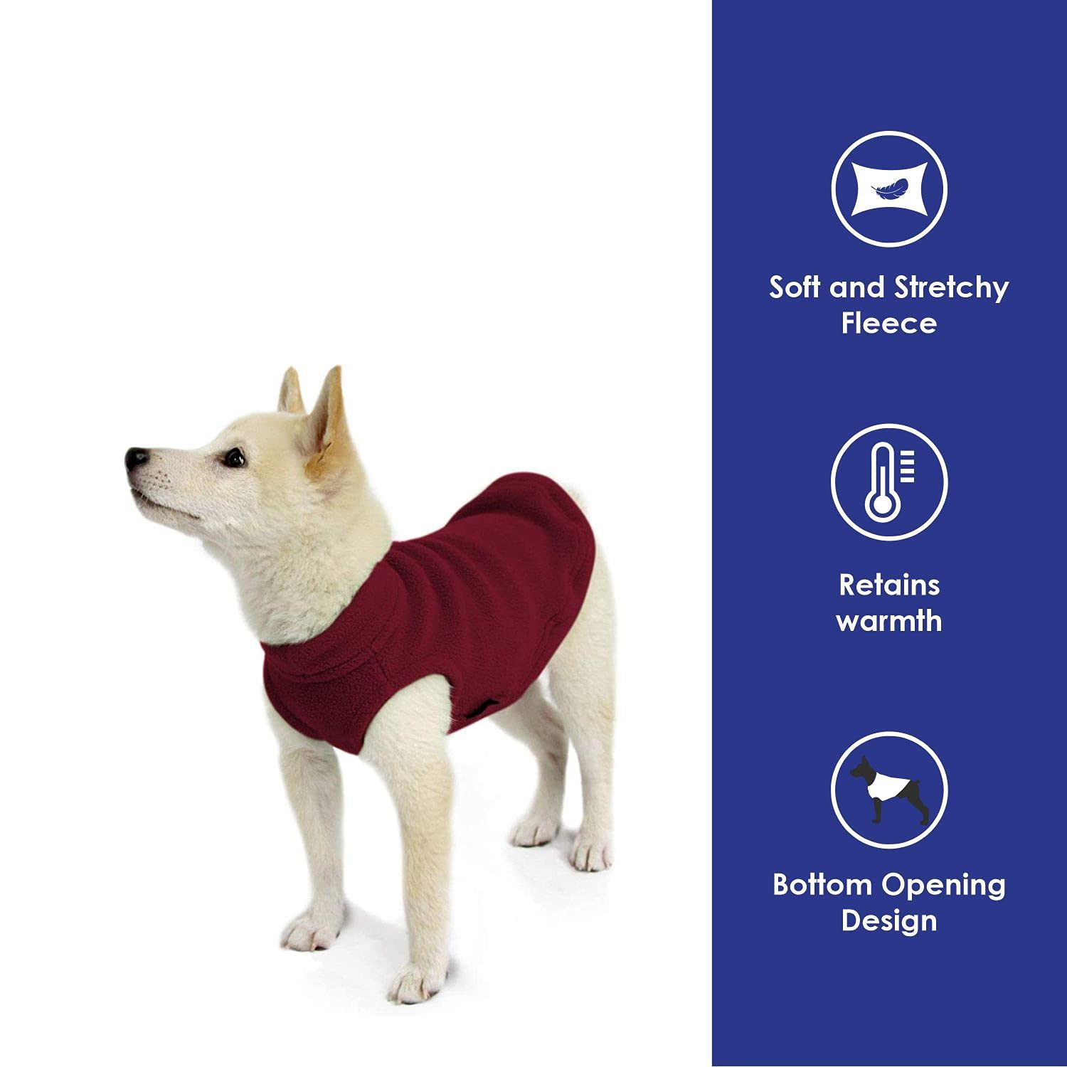 Gooby Stretch Fleece Vest Dog Sweater - Burgundy, Medium - Warm Pullover Fleece Dog Jacket - Winter Dog Clothes For Small Dogs Boy Or Girl - Dog Sweaters For Small Dogs To Dog Sweaters For Large Dogs