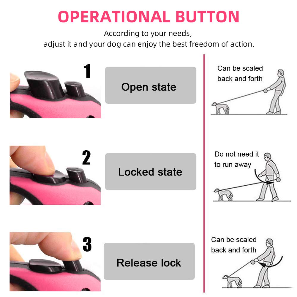 Retractable Dog Leash For Medium - Small Dogs And Cats - 16.5Ft Tangle Free, Heavy Duty Walking Leash With Anti Slip Handle, Pau