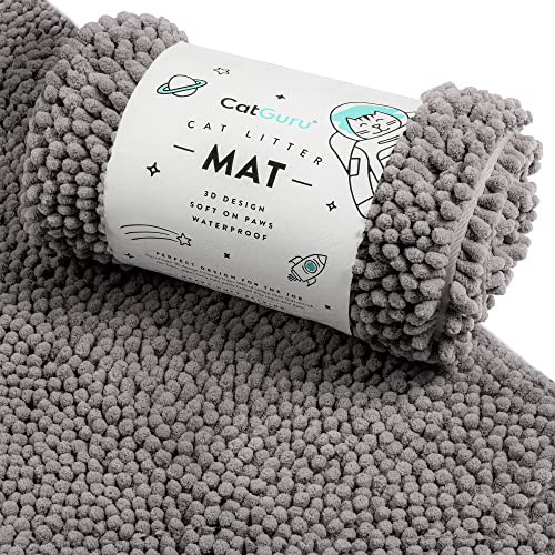 Catguru Cat Litter Mat, Medium, Extra Large, Xxl, Waterproof Litter Box Mat, Non Slip Kitty Litter Mat, Machine Washable Litter Trapping Mat, Soft Litter Tray, Cat Stuff (Dark, Xl/Heavy Duty)