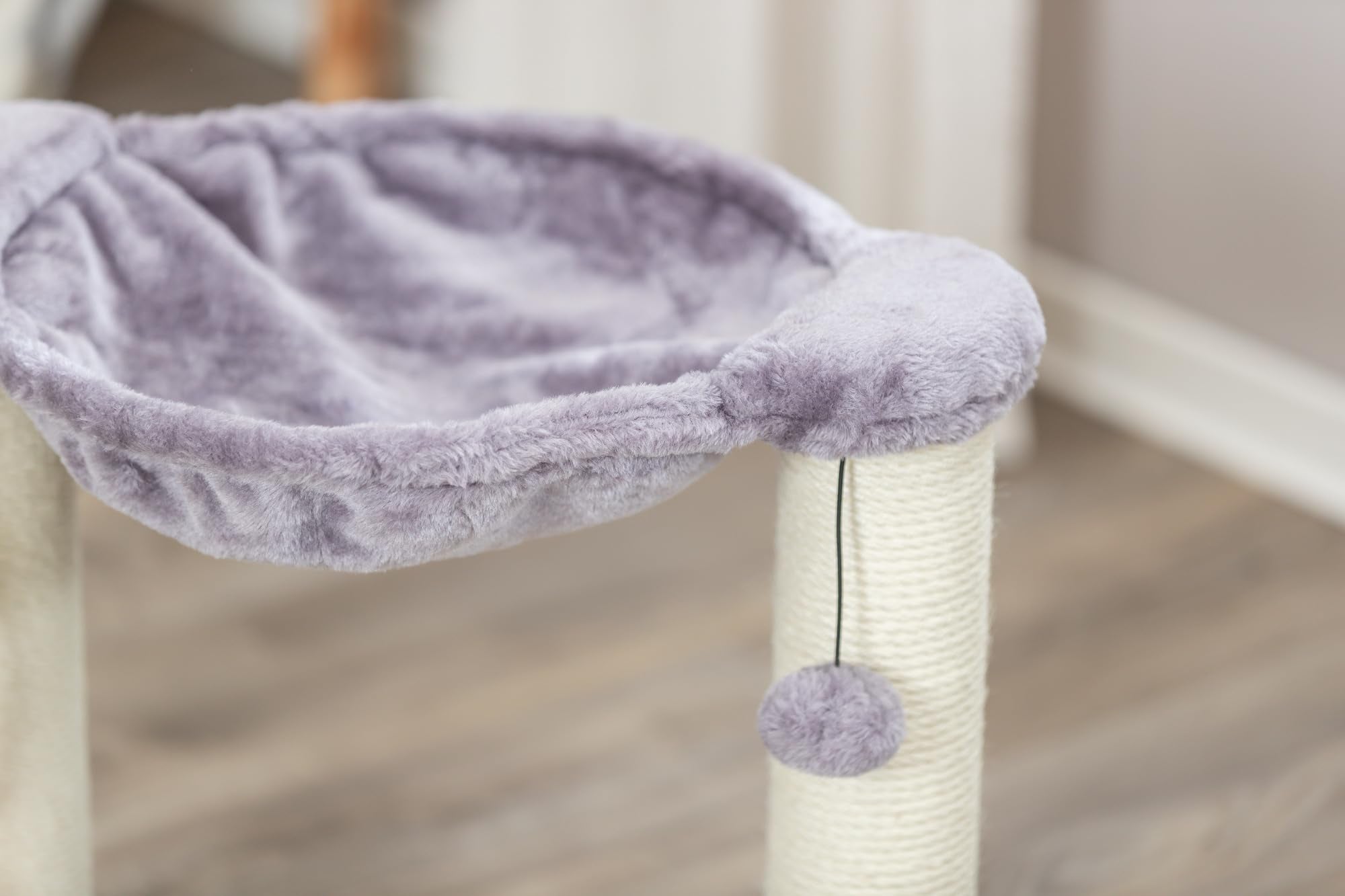 Trixie Baza Cat Scratching Post 19,7 Inch - With Durable Sisal Rope And With Fluffy Hammock And Dangling Cat Toy - In Gray