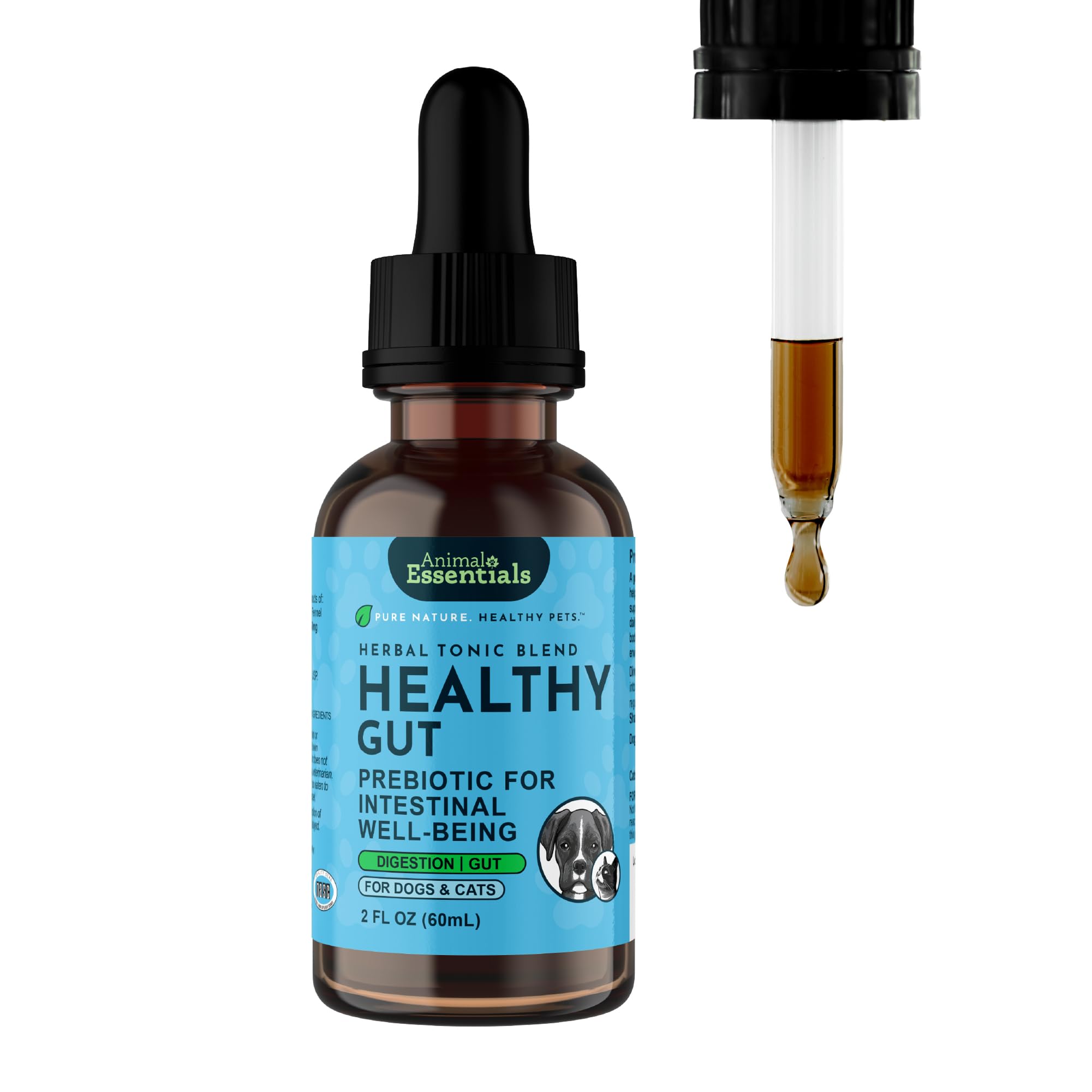 Animal Essentials Healthy Gut - Herbal Prebiotic for Dogs & Cats, Gut Health Blend, Herbal Formula, Organic Human Grade Herbs, V