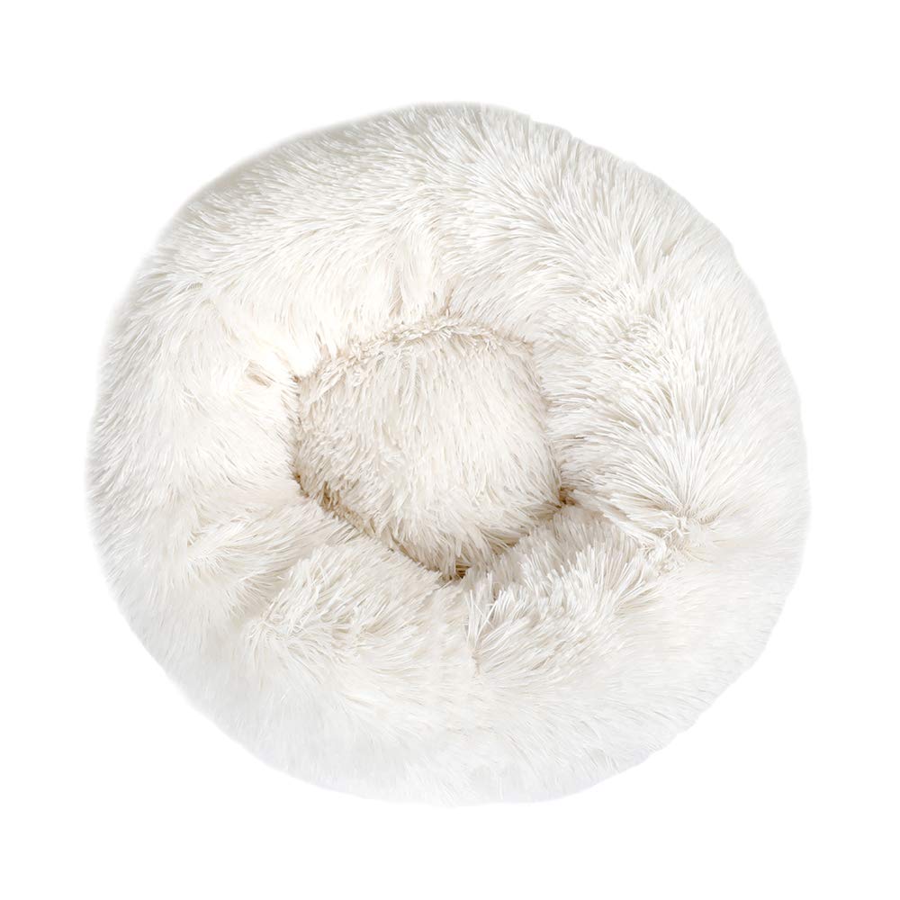 Otoez Round Donut Dog Bed For Small Dogs, Washable Cat Calming Cuddler, Anti-Anxiety Fluffy Plush With Non-Slip Waterproof Botto