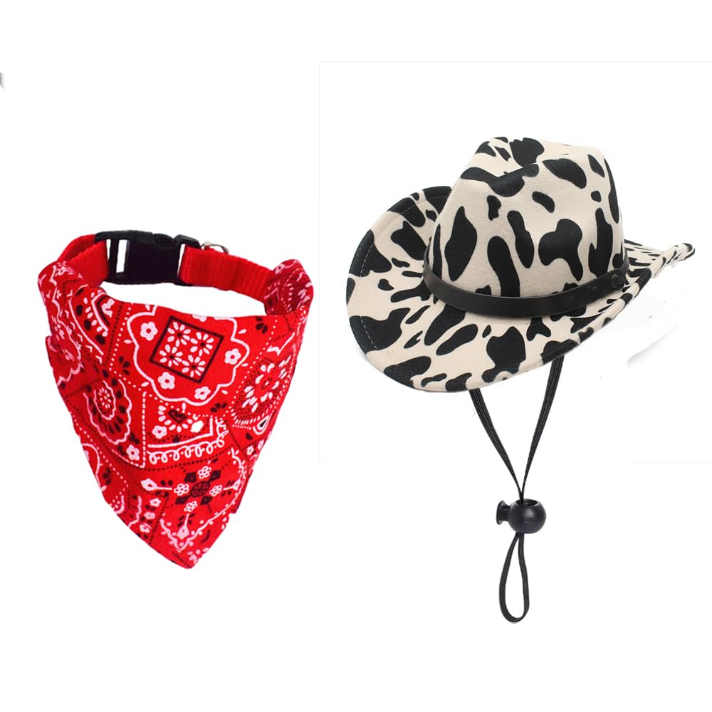 Dog Cowboy Costume Mini Cowgirl Hat Pet Bandana Halloween Costume For Cat Size S