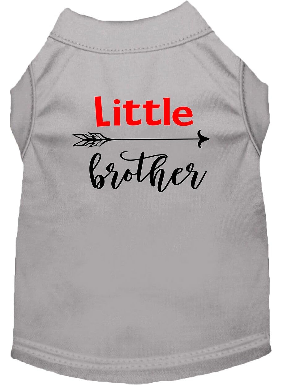 Pet Dog & Cat Shirt Screen Printed, "Little Brother" Gray MD (6-10 lbs.)