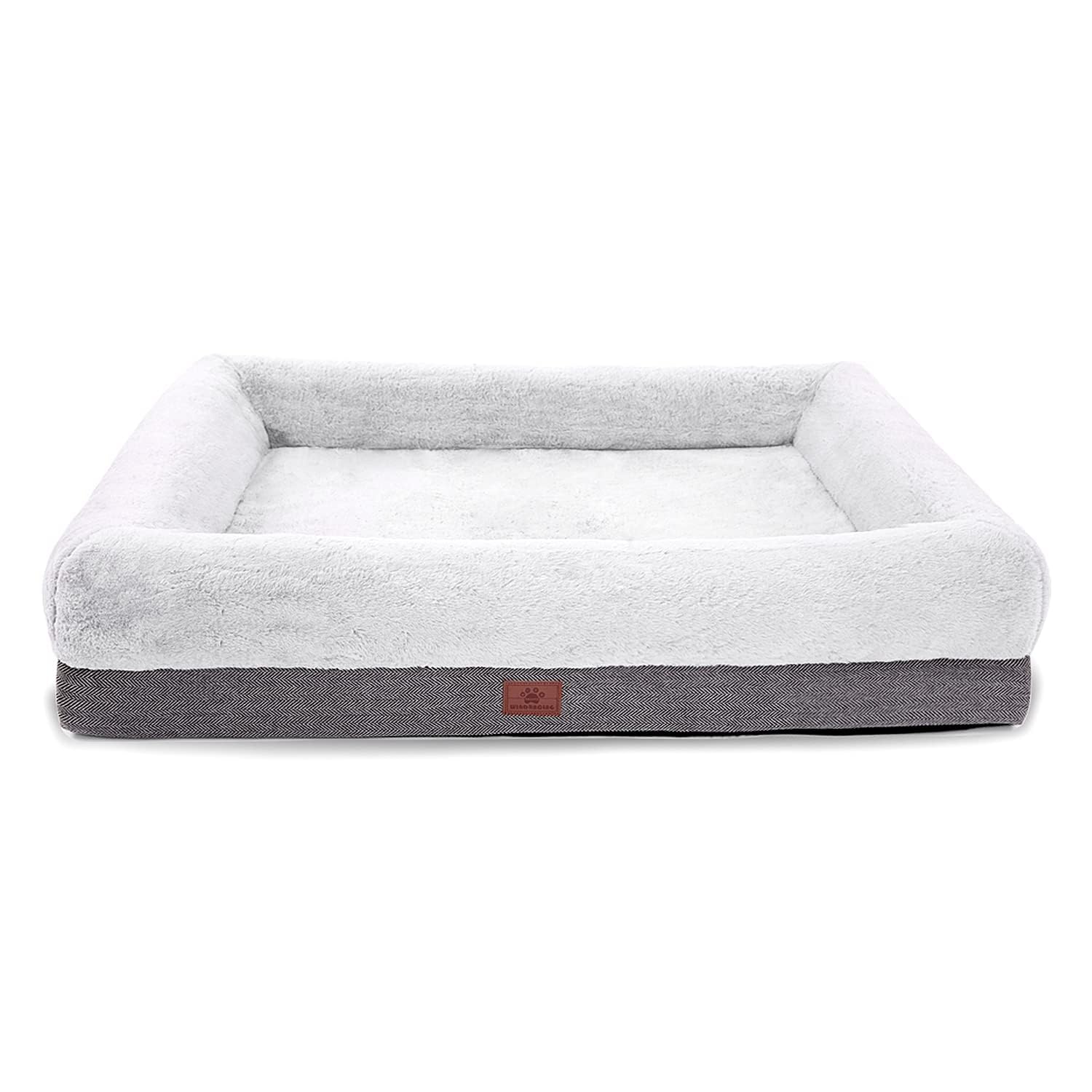 Windracing Orthopedic Dog Bed For Medium Dogs, Bolster Sides Dogs Sofa Bed With Removable Washable Cover & Non-Skid Bottom, Soft