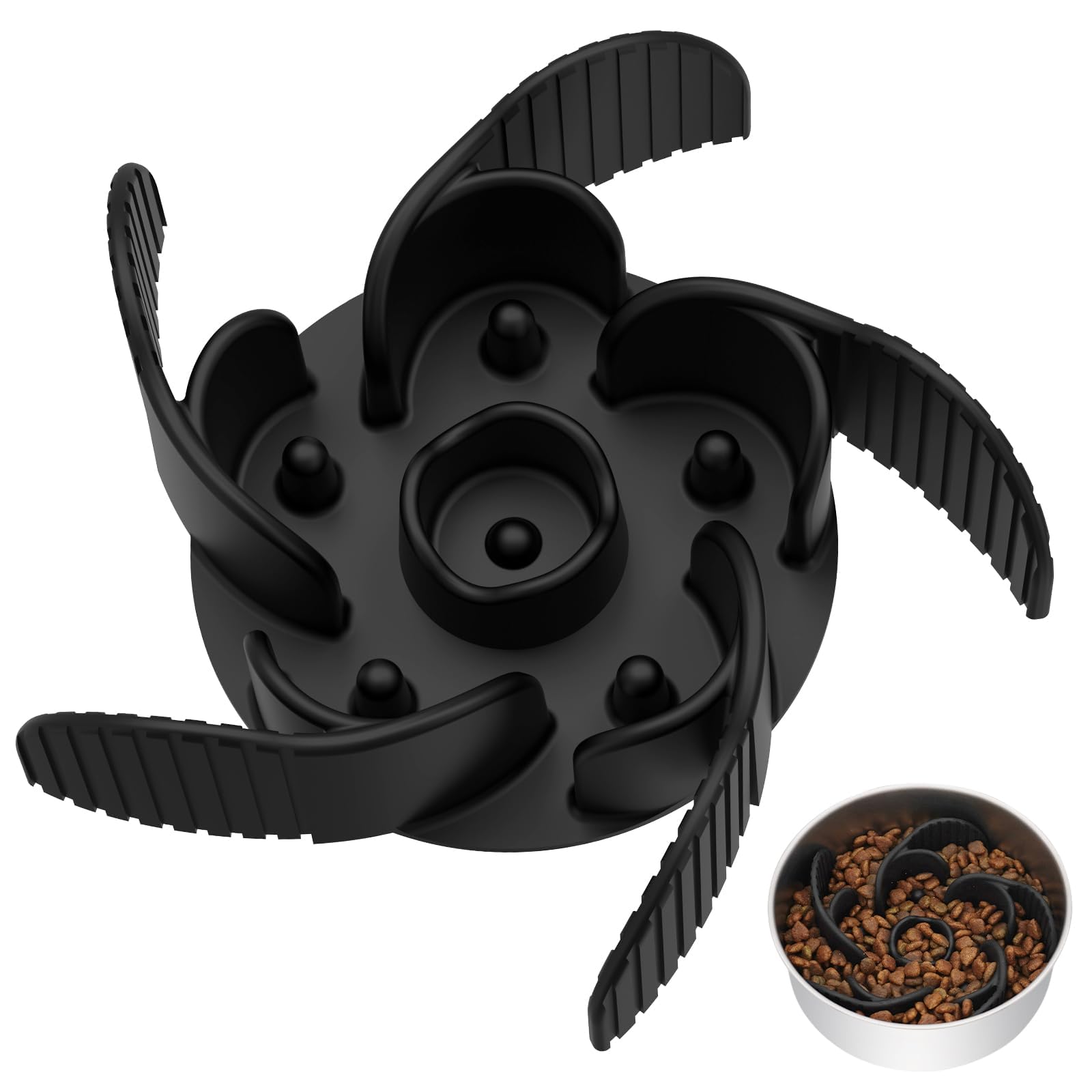 Mateeylife Slow Feeder Dog Bowls Insert With Suction Cups, Cuttable Design For Large & Medium Breeds, Fit For Regular Elevated, 