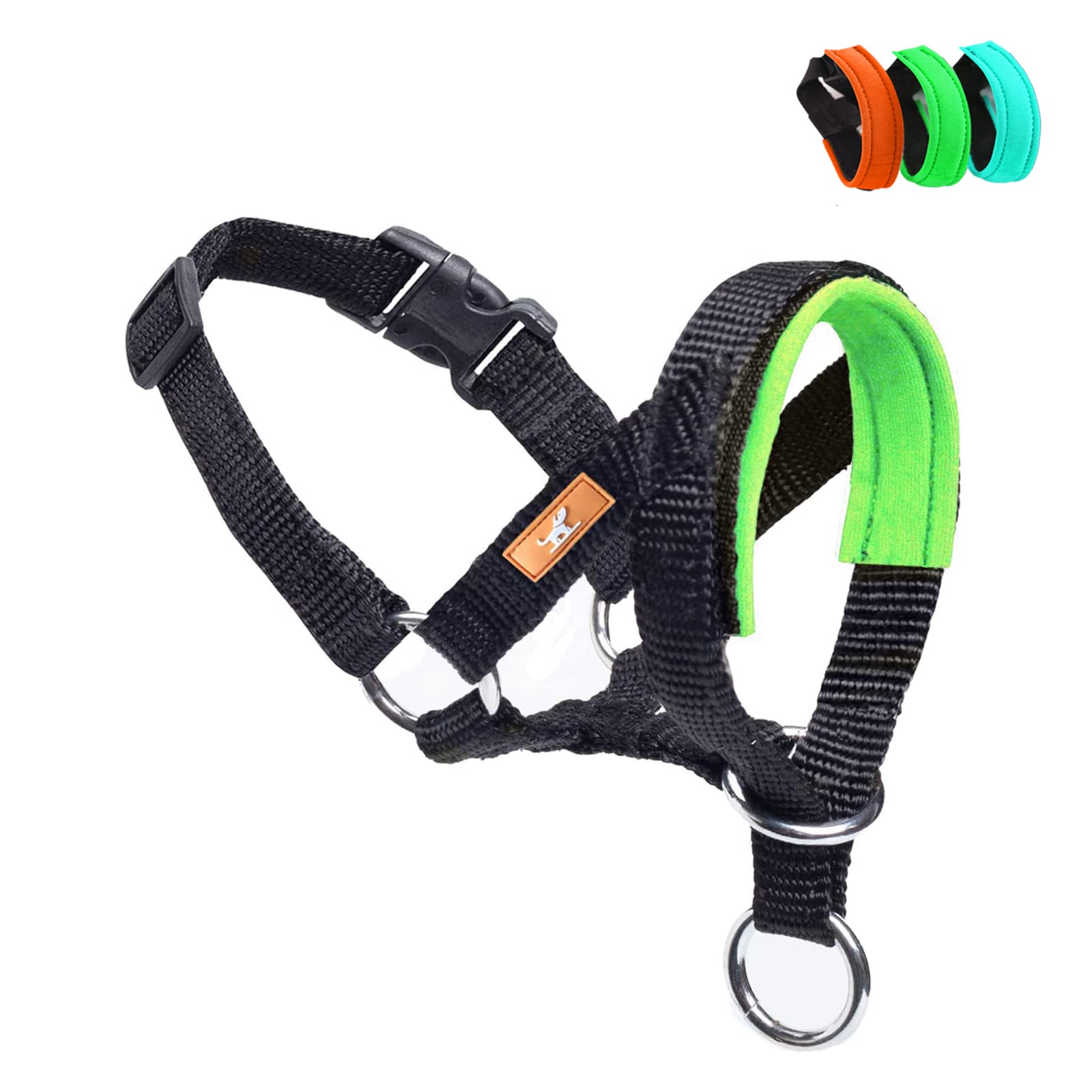 Wintchuk Dog Head Collar, No Pull Head Harness With Soft Nylon, Adjustable Head Leash For Small Medium Large Dogs (S,Apple Green)