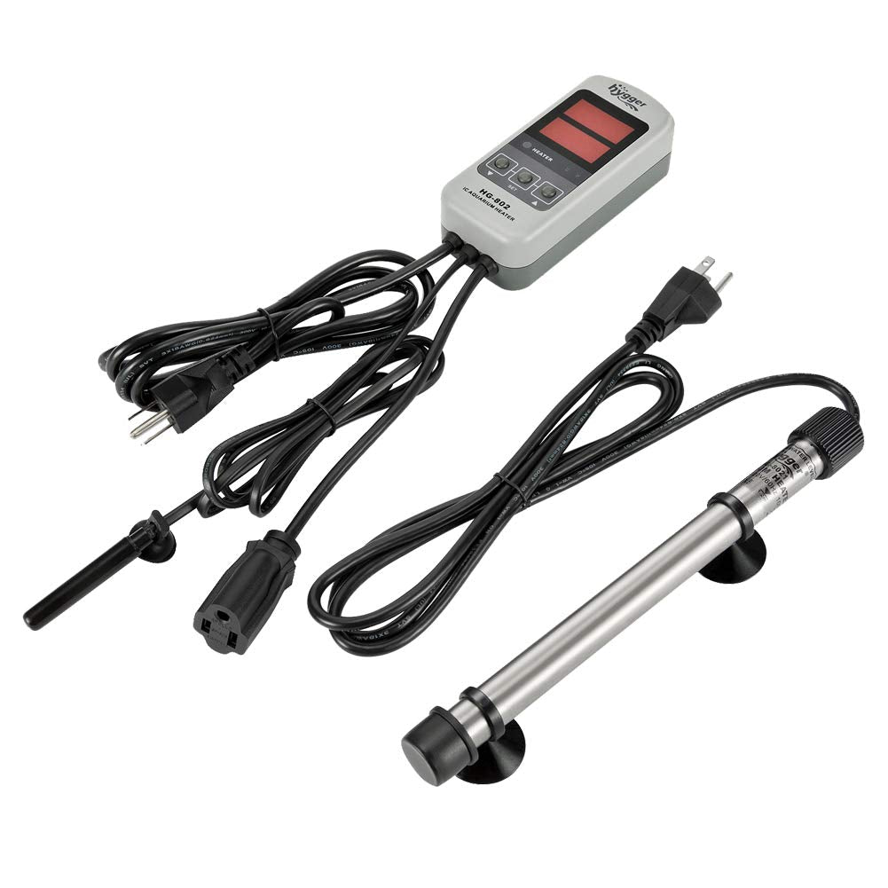 Hygger 200W Titanium Aquarium Heater For Salt Water And Fresh Water, Digital Submersible Heater With External Ic Thermostat Controller And Thermometer, For Fish Tank 20-45 Gallon