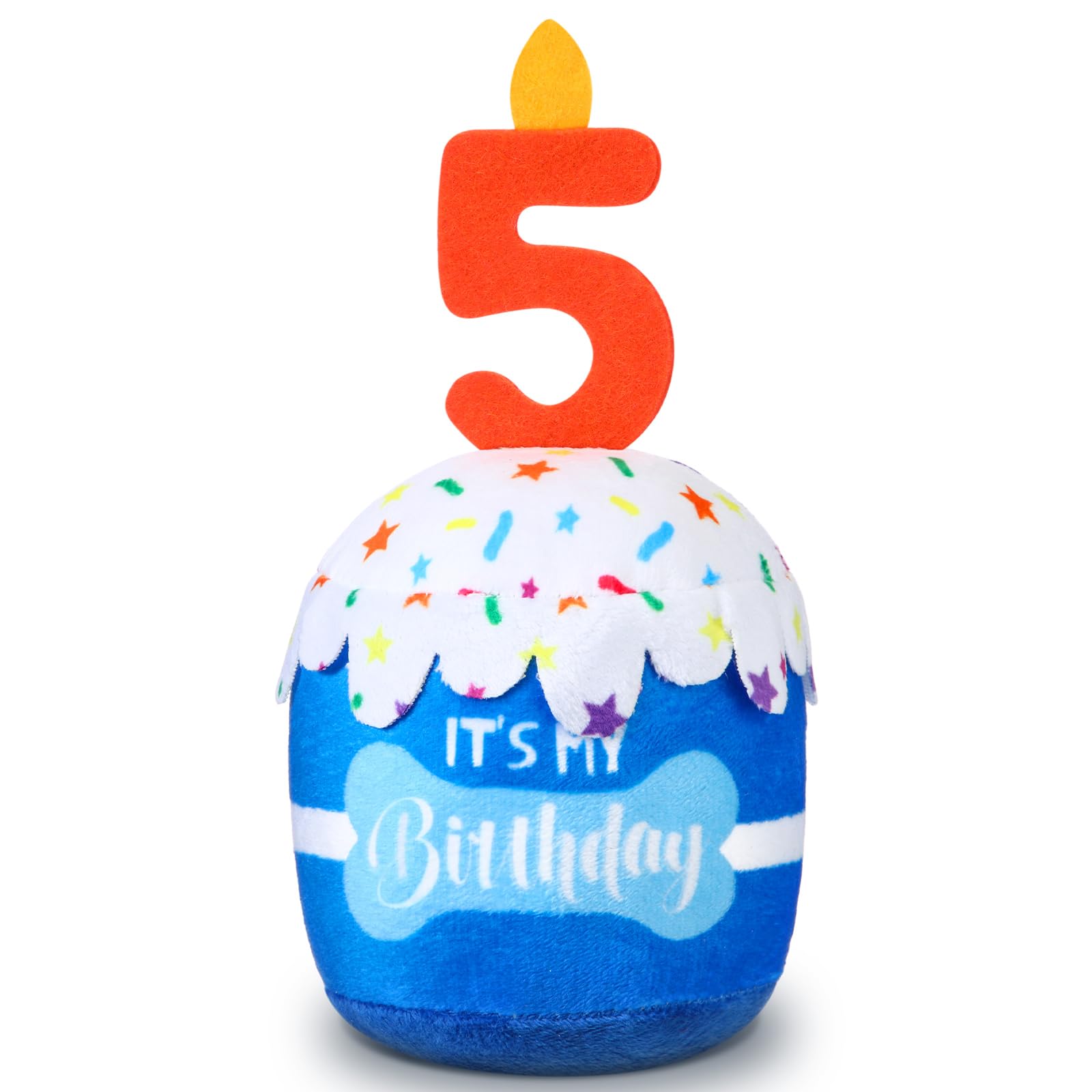 Dansydaisy Dog 5Th Birthday Cake Toy Accessories For Girl Boy Gifts, Blue Squeaky Plush Toy For Dog Birthday Party Decor Favor F