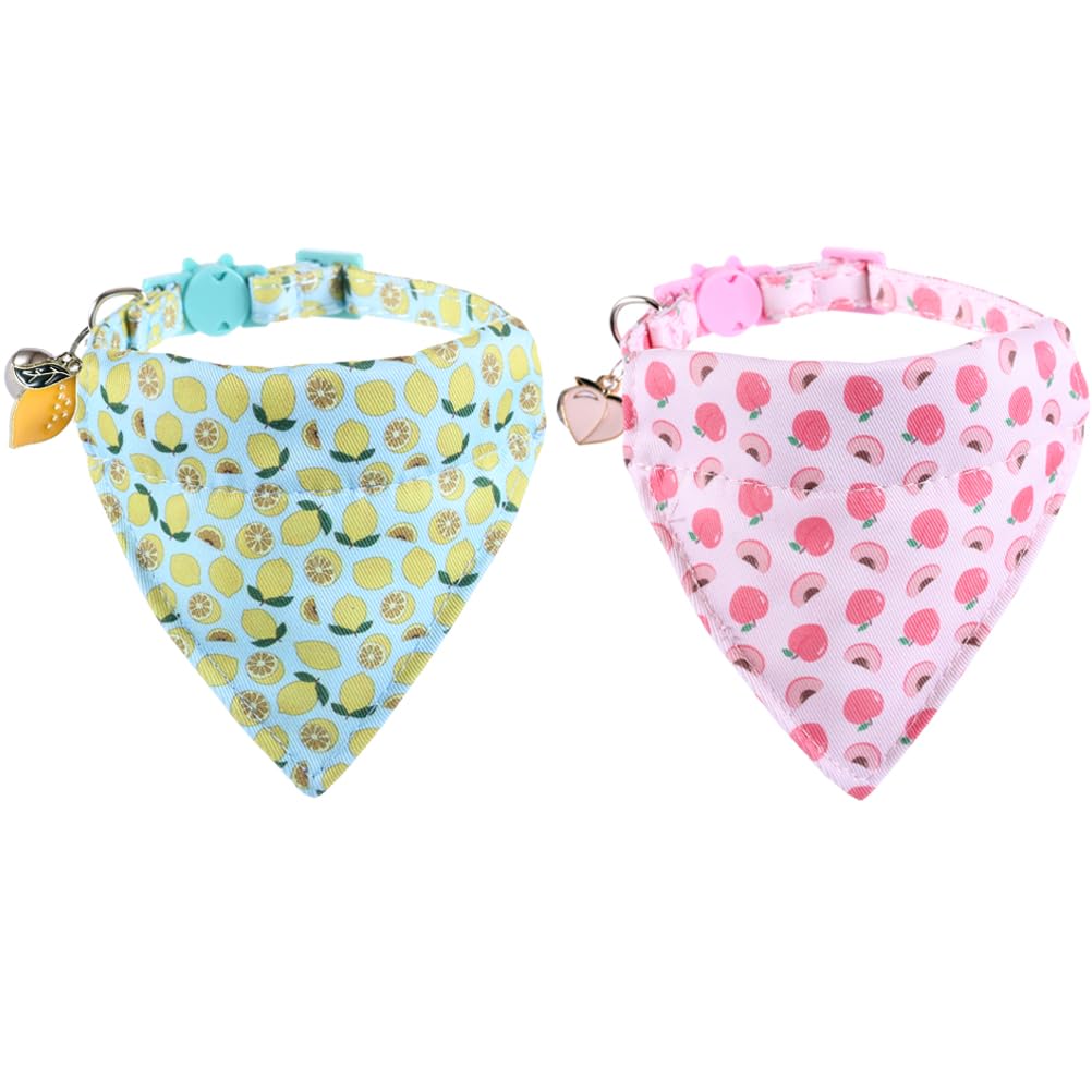 Cat Collar Breakaway With Cute Bandana And Bell Fruits Accessories For Kitty Adjustable Safety