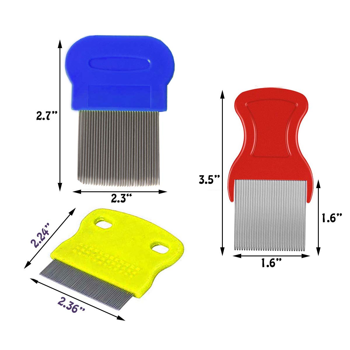 Tunan Set Of 10 Pet Dog Grooming Lice Comb, Metal Head Comb For Long Hair, Dog Tear Stain Remover Combs, Hair Combs Remover For