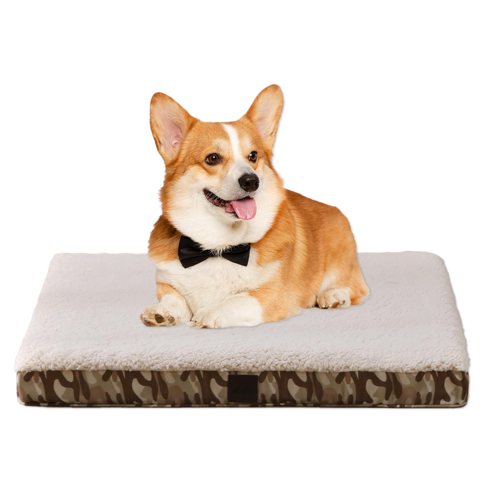 DaysU Dog Bed for Small Dogs, Orthopedic Dog Beds with Removable Washable Cover, Small Egg Crate Foam Pet Bed Mat, Khaki Camo, S