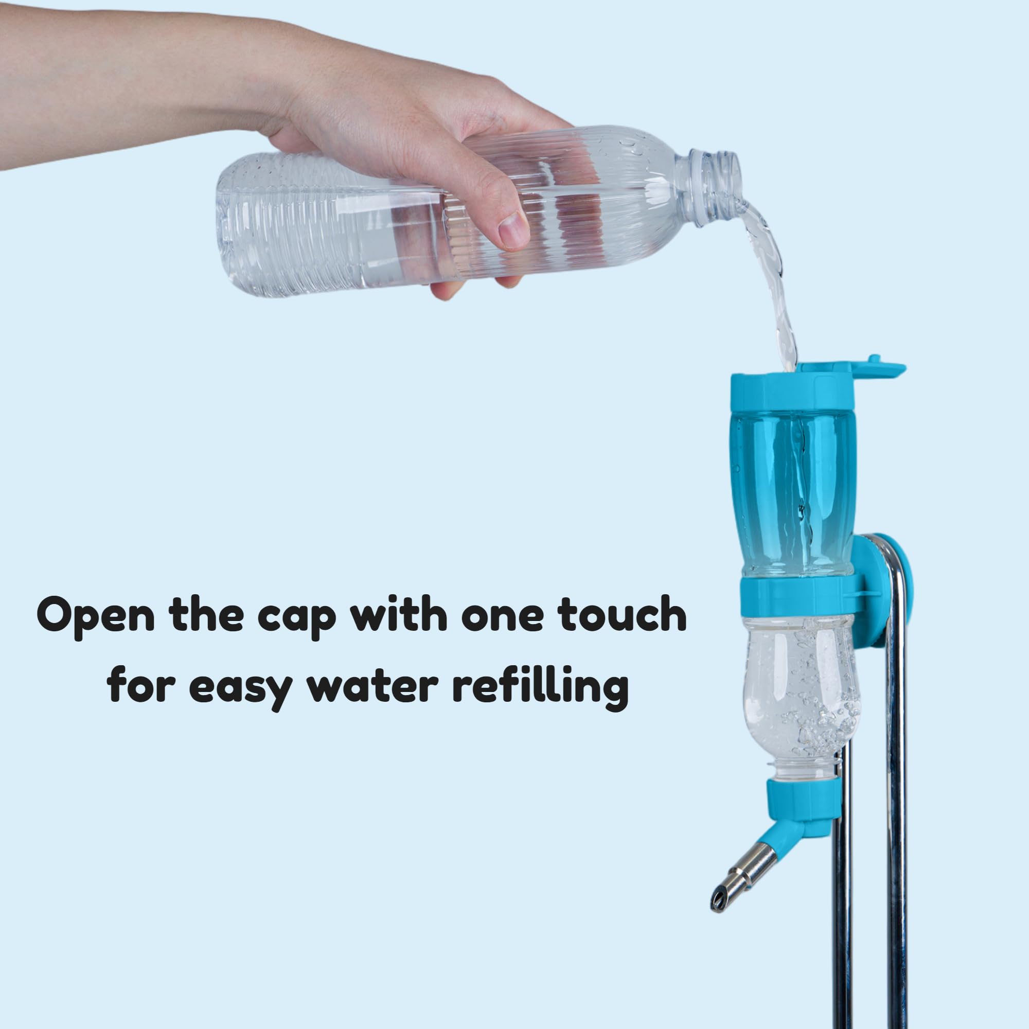 Leak-Proof Small Animal Water Bottle For Chinchillas, Birds, Hamsters, Guinea Pigs, Rabbits And Other Small Pets. (Blue, 8.12Oz)