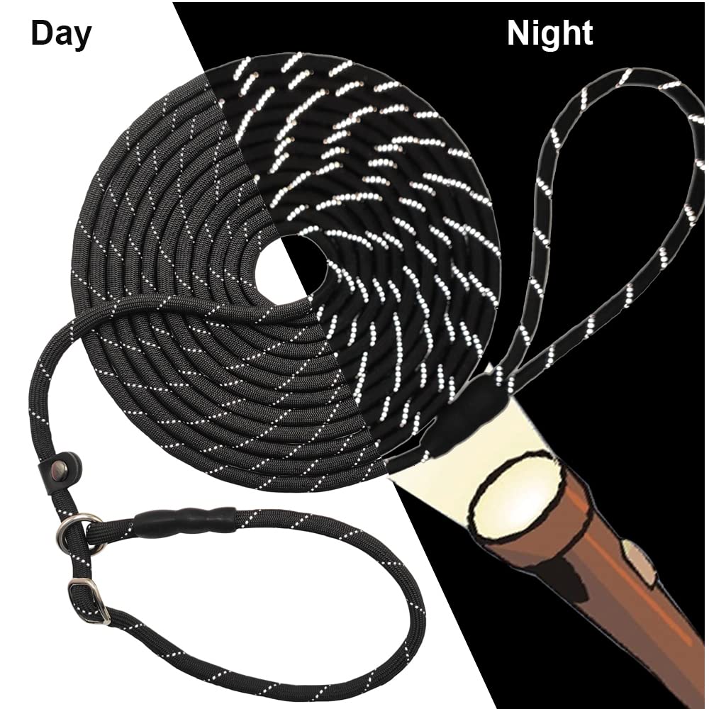 BTINESFUL Anti-Choke Slip Lead Dog Leash, Reflective Nylon 10FT, Black for Small Medium Dogs