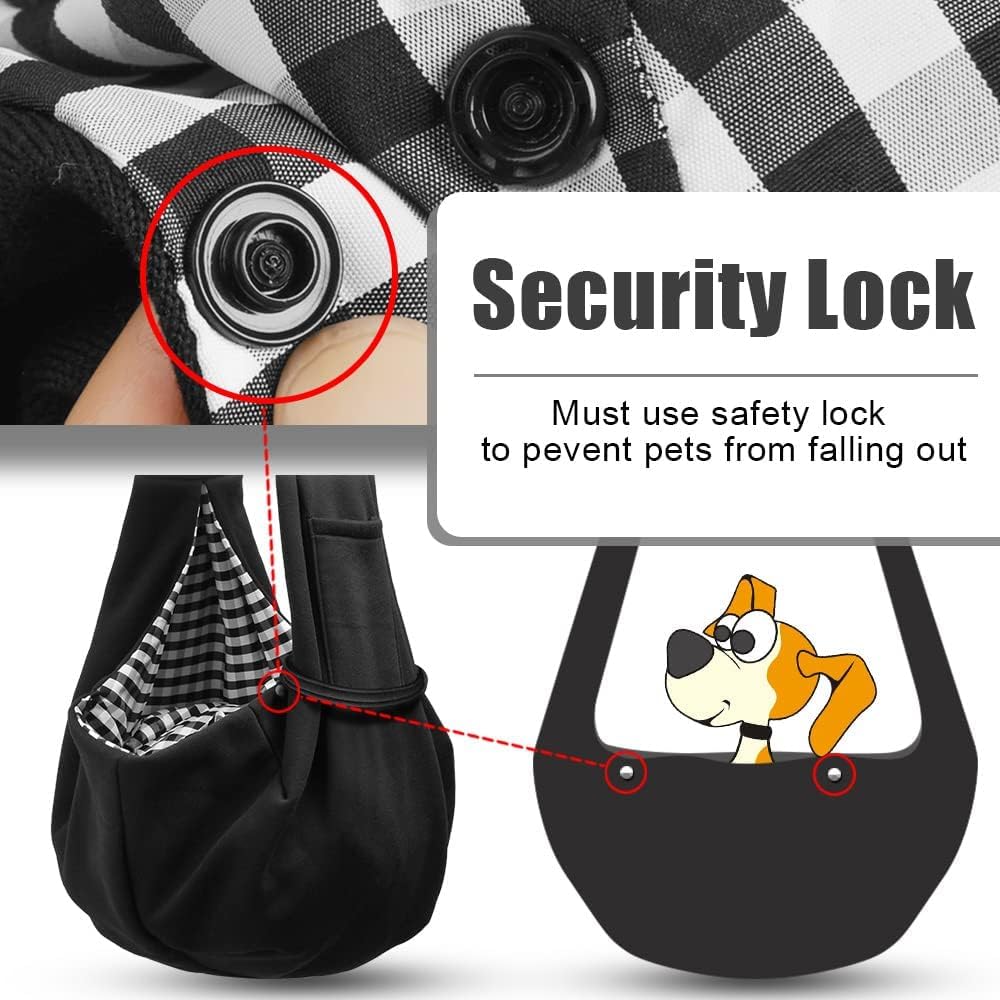 Tomkas Small Dog Sling Carrier - Classic Strap & Classic Pocket - For 3-10 Lbs Pets(Black)