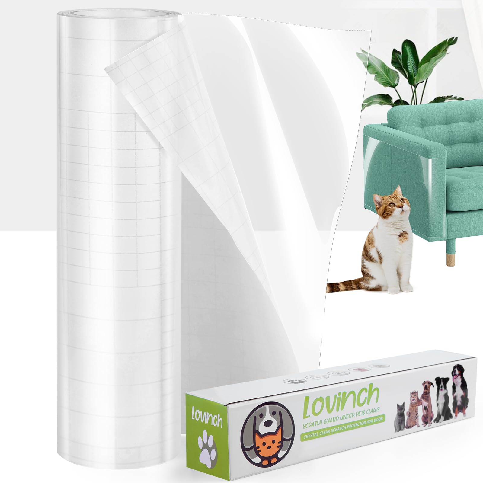 Lovinch XL Heavy Duty Anti Cat Scratch Furniture Protector, 190x17 Flexible Couch Corner Protector from Cats Claws, Single-Sided