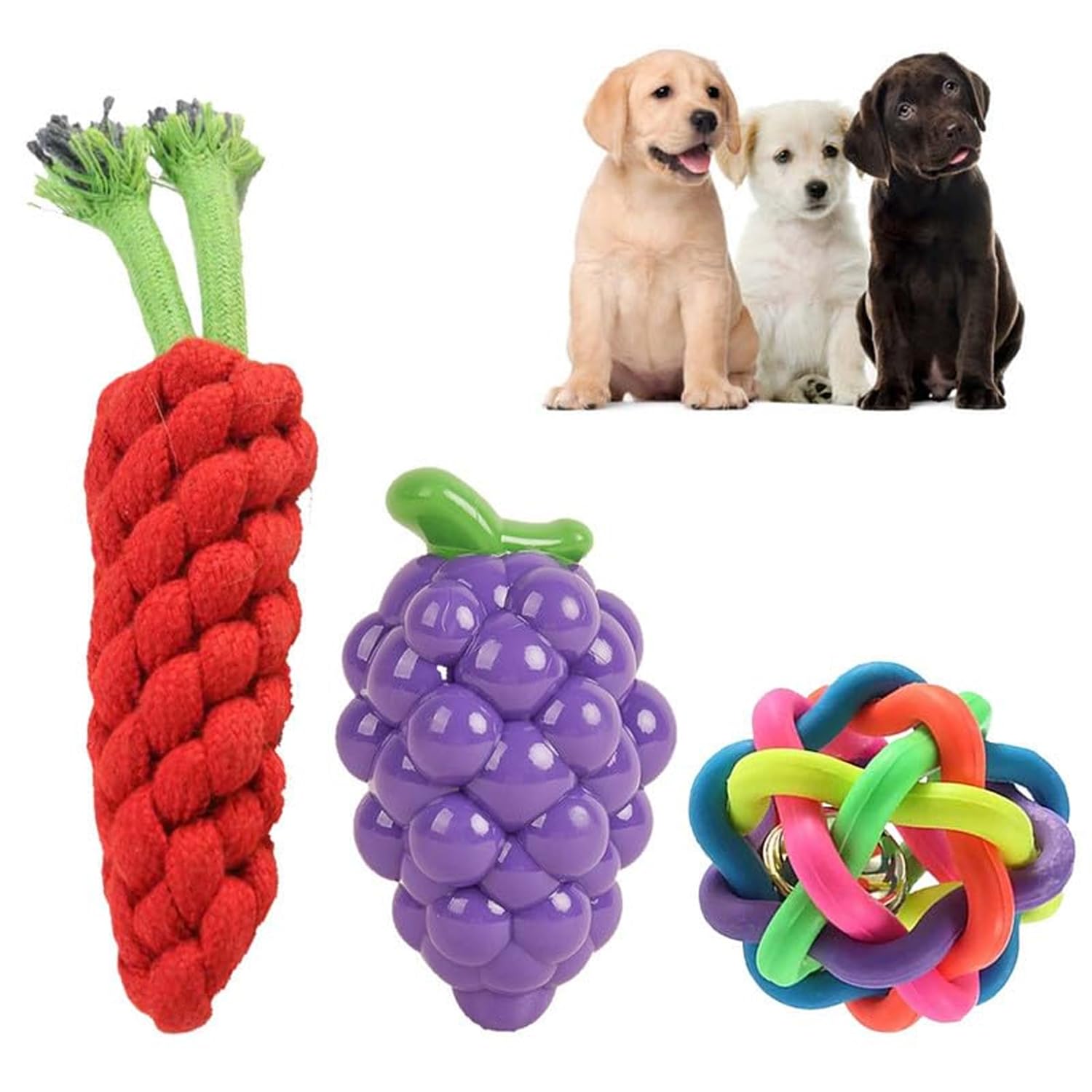 Pawise Dog Combo Chew Toy L Puppy Squeaky Toy L NonToxic Dog Toy L Dog Cotton Rope Toy For Small & Medium Breed Dogs, Puppy (Pa
