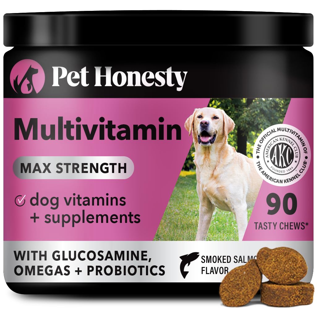 Dog Multivitamin Max Strength - 15 in 1 Vitamins for Health & Heart - Essentials Fish Oil, Glucosamine, Probiotics, Omega Fish O