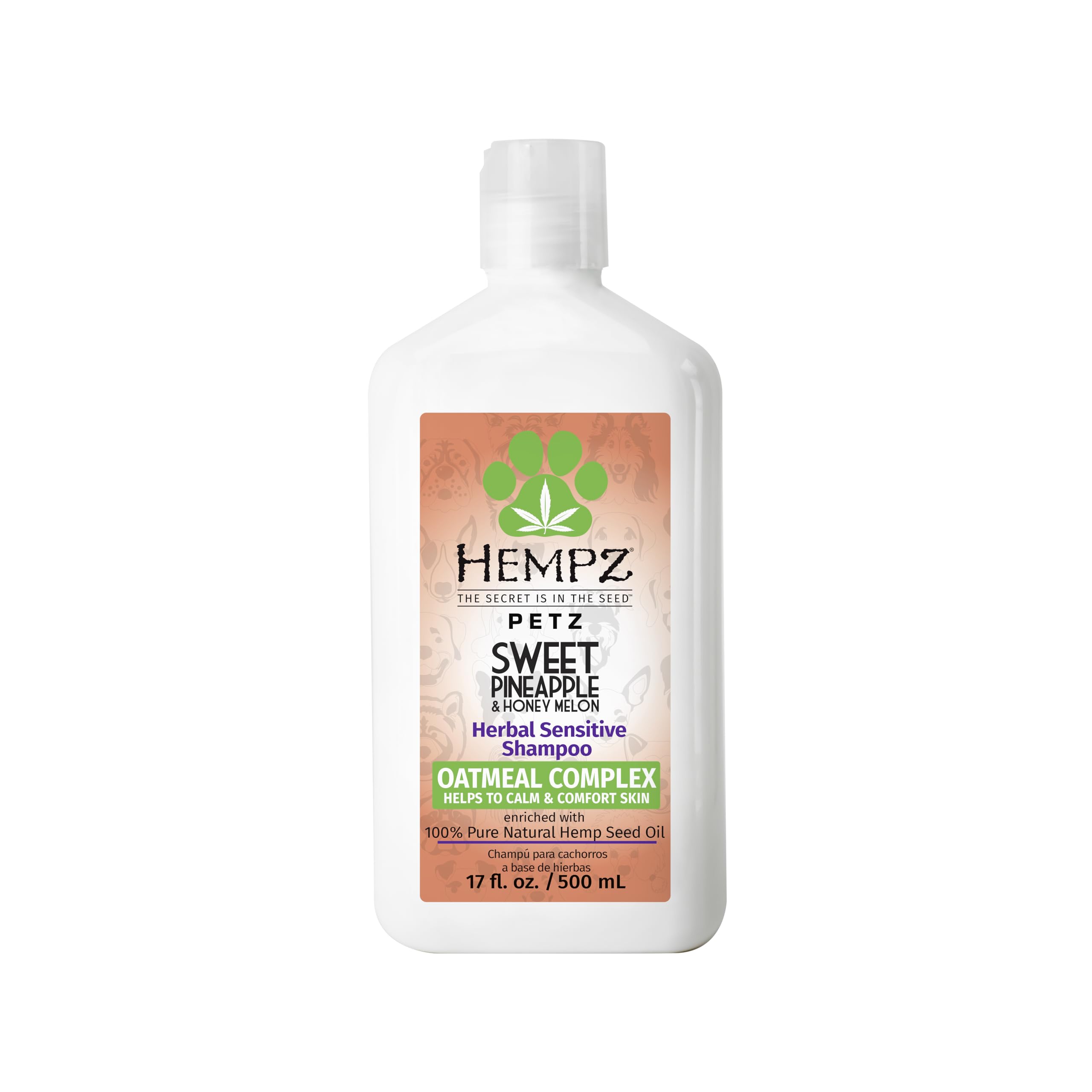 Hempz Petz, Dog Shampoo, Sweet Pineapple & Honey Melon Herbal Sensitive Shampoo, Soothing Oatmeal Complex,17 Oz.