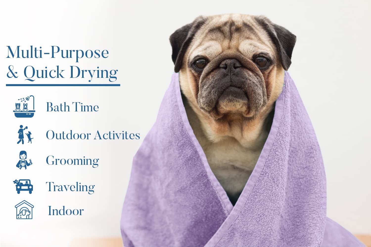DAN RIVER Dog Towels for Drying Dogs Large, 100% Cotton Puppy Bath Towel, Ultra Soft 450 GSM Super Absorbent Quick Dry Pet Groom