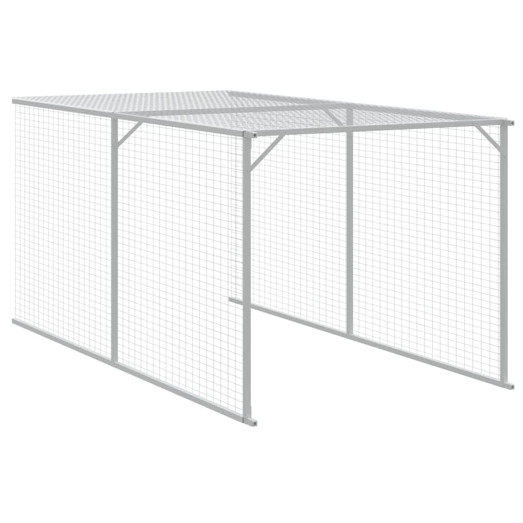 vidaXL Chicken Cage with Corral Galvanized Steel Grey 117x814x123 cm
