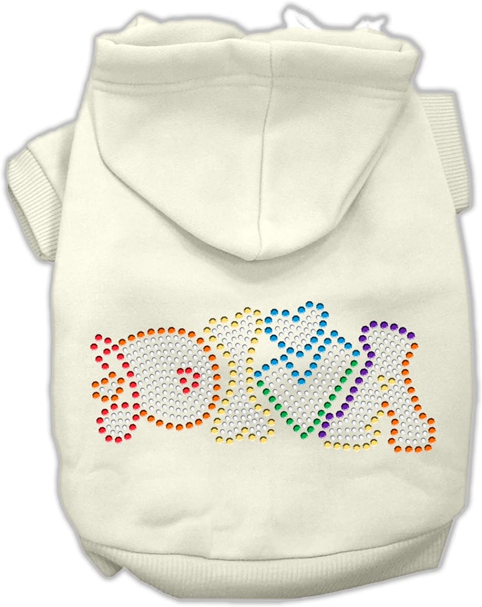 Pet, Dog & Cat Hoodie Rhinestone, 'Technicolor Diva' Cream Sm (3-6 Lbs.)
