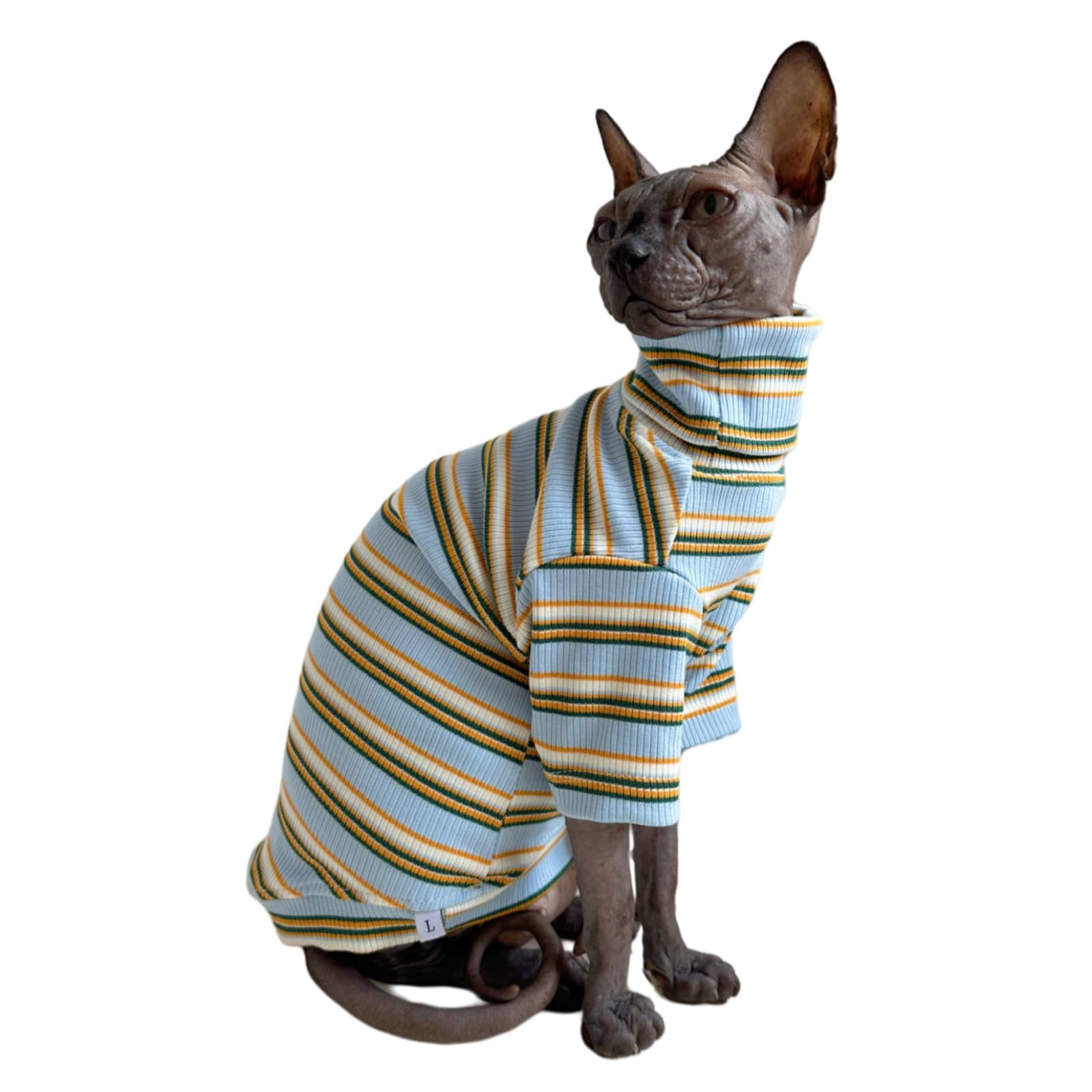 Turtle Neck Vintage Stripes Sphynx Hairless Cat Cotton T-Shirts Pet Clothes Vest Kitten Shirts Sleeveless, Cats & Small Dogs App