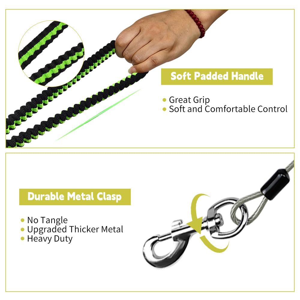 Heavy Duty Dog Leash, Chew Proof Metal Leash For Large Dogs (Up To 250Lbs), Wirerope Dog Leashes With Soft Silicone Grip (Grey,