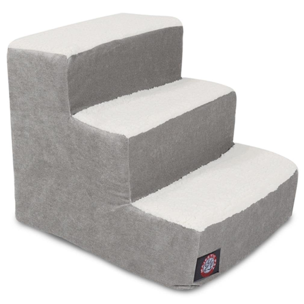 Majestic Pet Portable Pet Stairs, Soft Sherpa Steps Foam Feeling, Steps for Dogs & Cats, Dog & Cat Ramp, Perfect for Bed & Sofa,