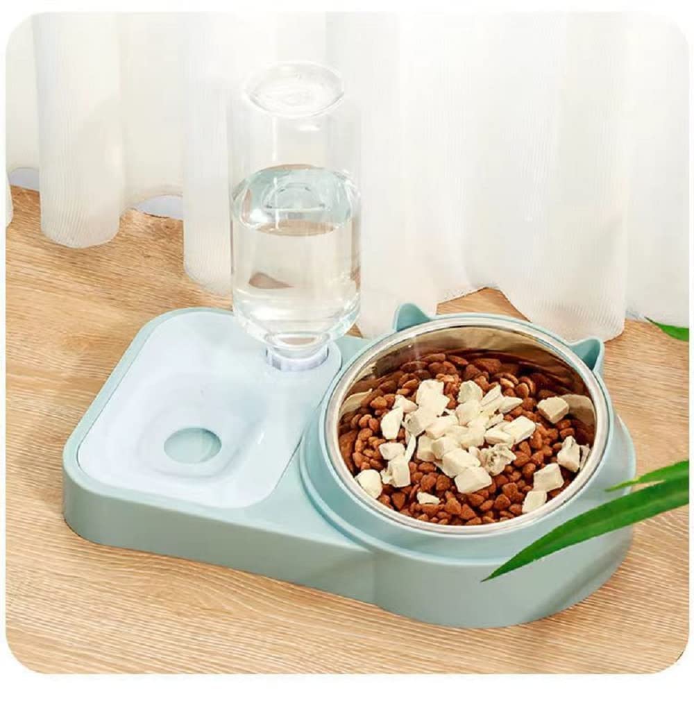 Credly Double Dog Bowls Automatic Water Dispenser Bottle Elevated 15 Slanted Water And Food Bowl Set NoSpill Slow Pet Feeder De