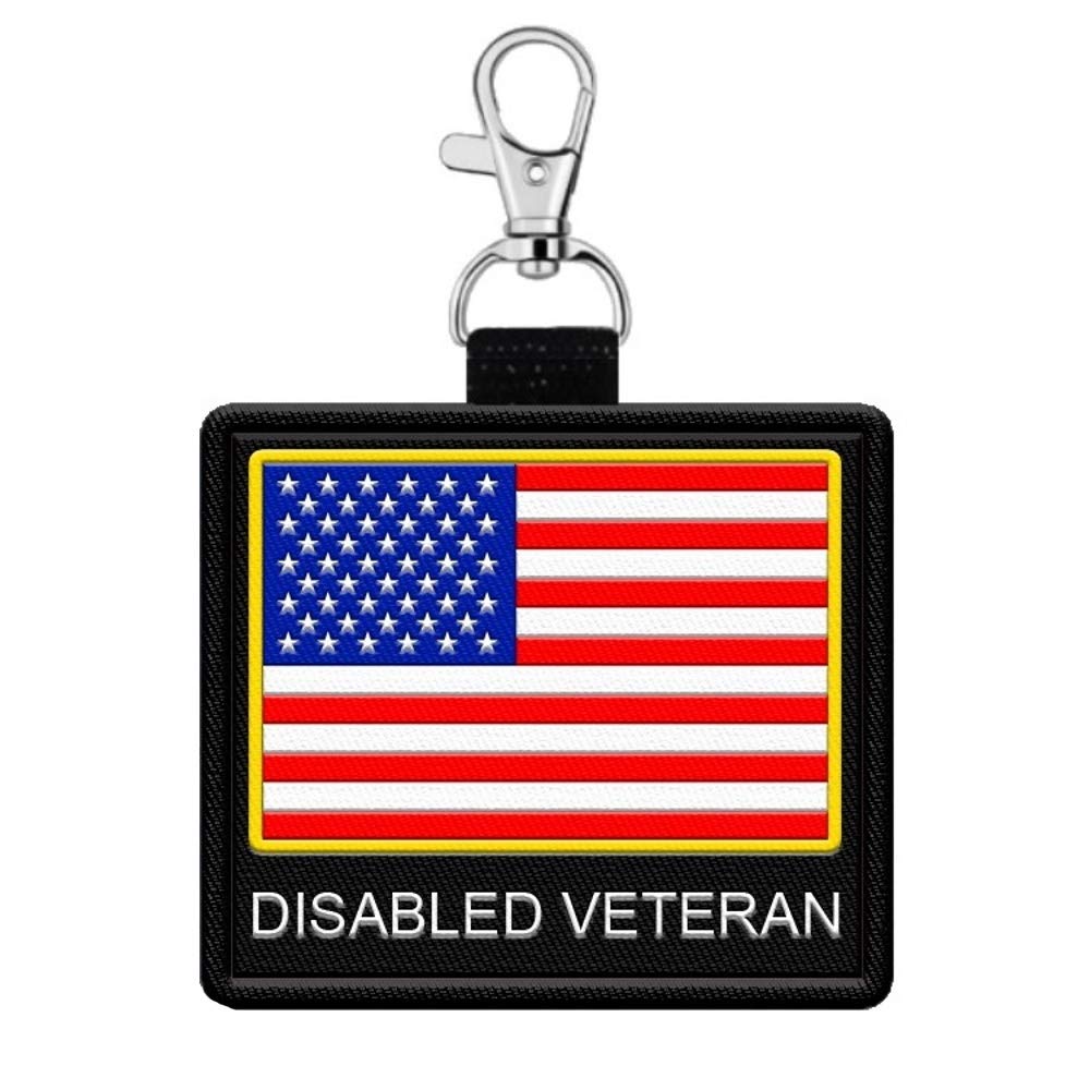 Disabled Veteran - Clip On Identification Patch Tag - Includes Five Law Handout Cards - Clips Onto A Service Dog Vest, Harness,