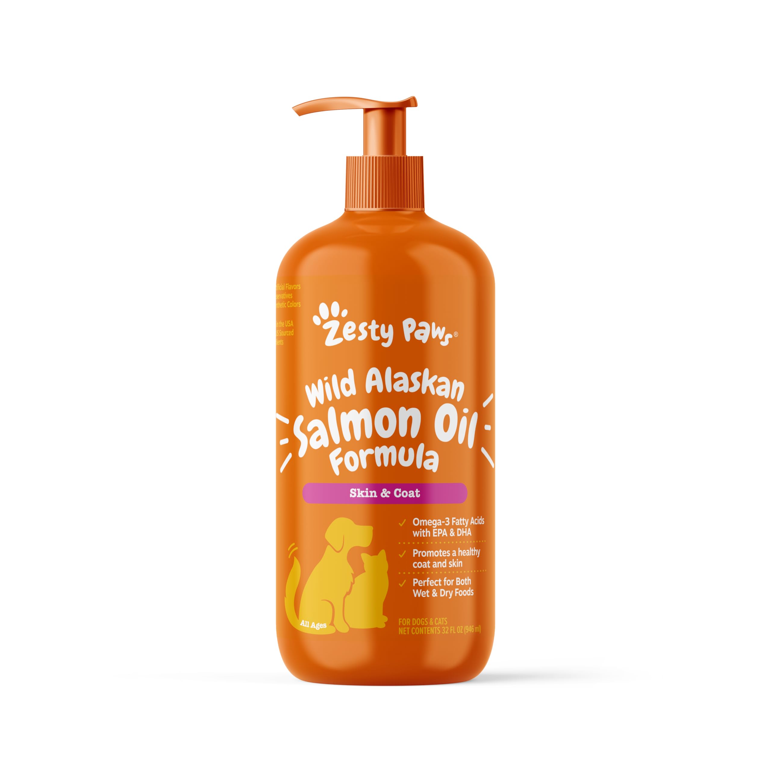 Zesty Paws Wild Alaskan Salmon Oil for Dogs & Cats - Omega 3 Skin & Coat Support - Natural EPA & DHA, Fatty Acids for Joint Func