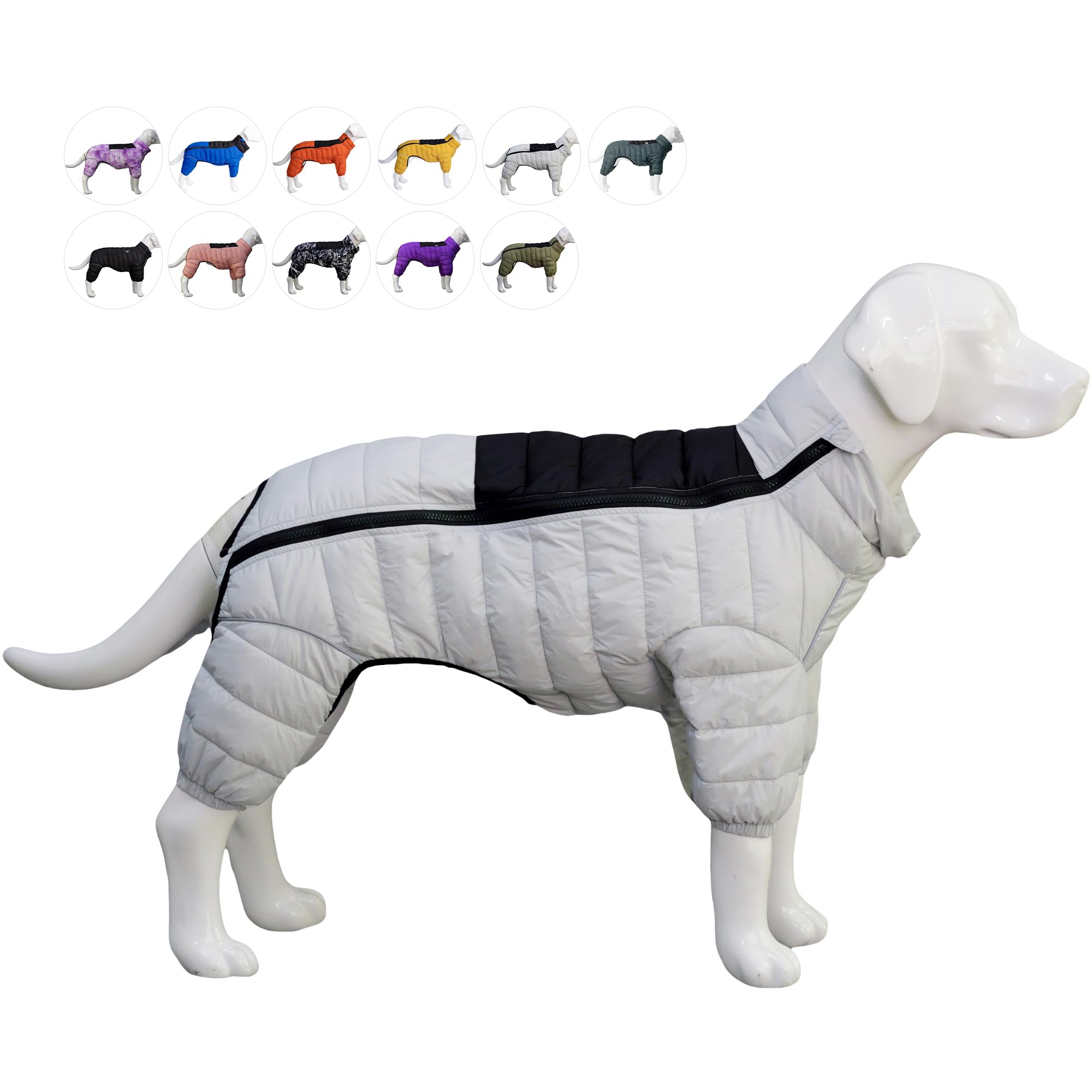 Dog Warm Jacket, Outdoor Snow Covered Reflective Windproof, Adjustable M/L Zippered Vest for Medium to Large Dogs (Off White) M