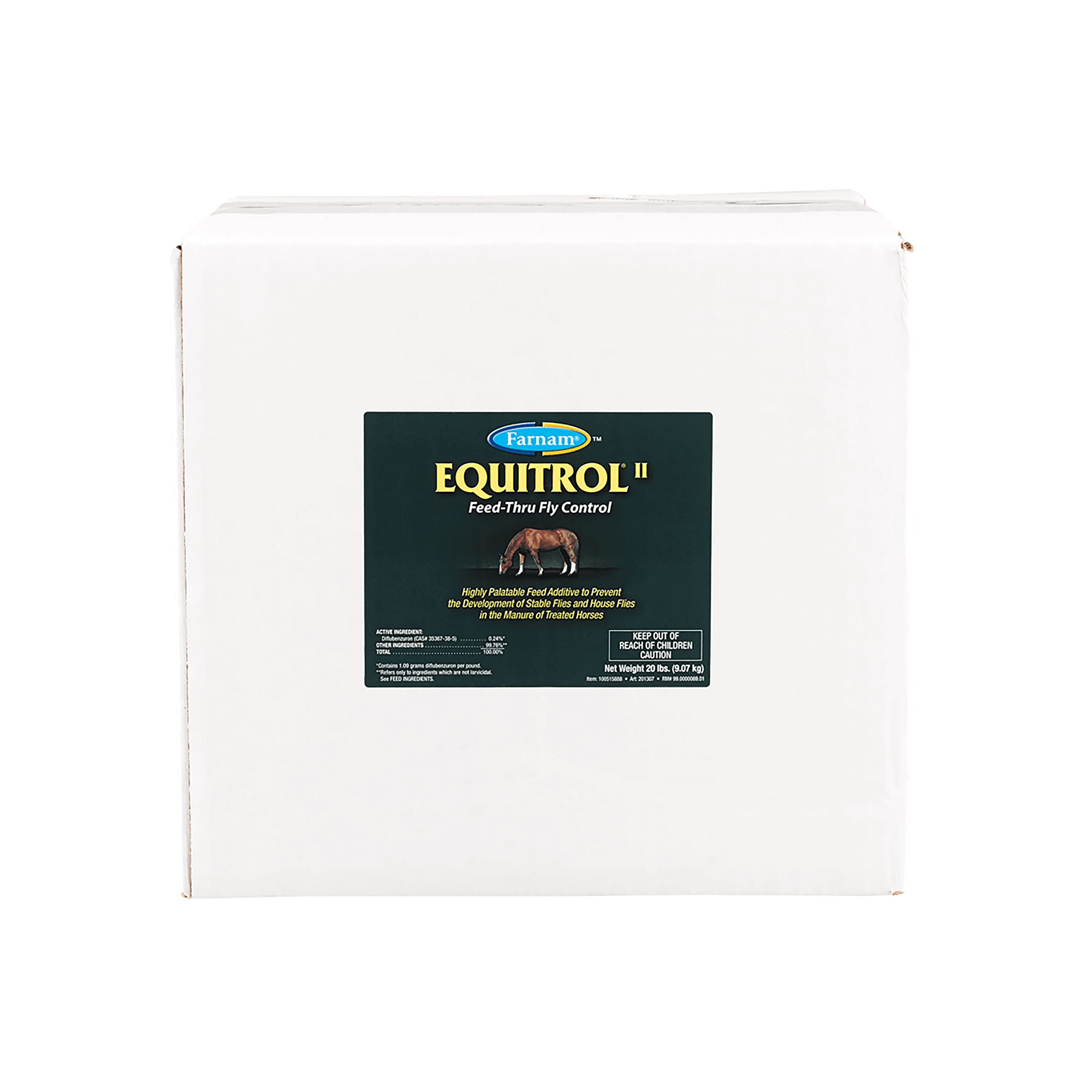 Farnam Equitrol II Feed-Through Fly Control for Horses, Highly Palatable Feed Additive, 20 Pound Bucket, 320 Day Supply for One 