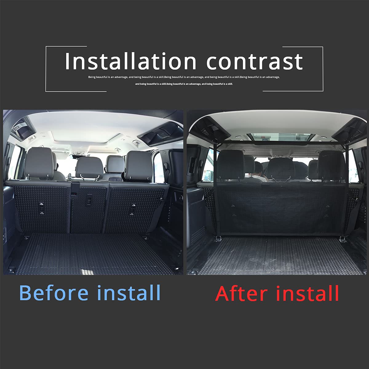 Cheya Pet Restraint Net Dog Fence Car Backseat Divider Vehicle Gate Cargo Area Travel Trunk Mesh Net Screen For Land Rover Defender 110 2020 2021 (Style B)