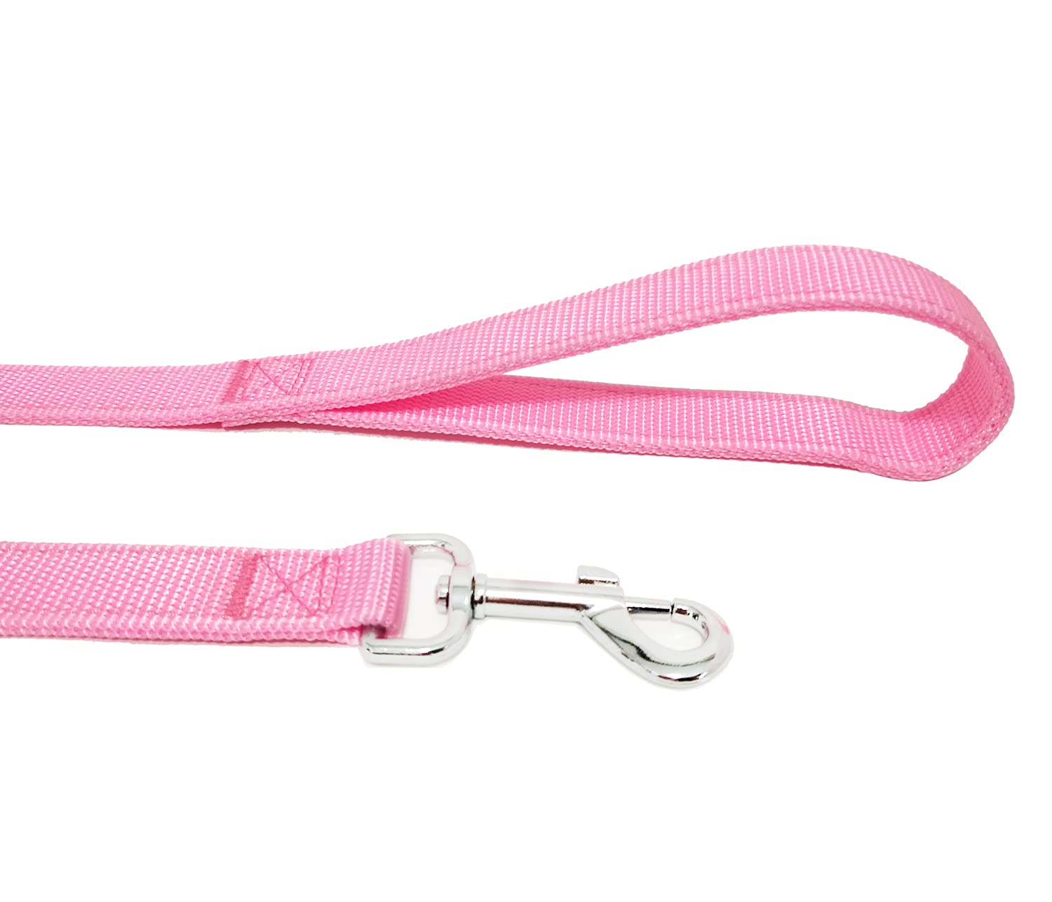 Strong Nylon Dog Leash With 2-Layer, 4 Ft/ 6 Ft/ 7Ft Long, 1 Inch Wide For Medium Large Dogs (Pink, 1'' X 2 Ft)