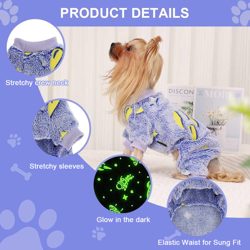 Sebaoyu Dog Pajamas For Small Dogs, Glow In Dark Tie Dye Unicorn Sweater, Super Soft Velvet Material Chihuahua Yorkie Tiny Cloth