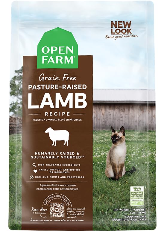 Open Farm Pasture-Raised Lamb Grain-Free Dry Cat Food, Humanely Raised Lamb Recipe with Non-GMO Superfoods and No Artificial Fla