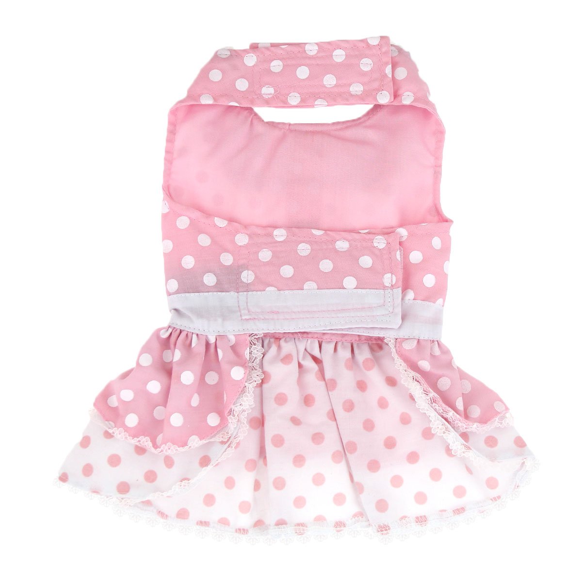 Doggie Design Pink Polka Dot And Lace Dog Harness Dress Set (Small)