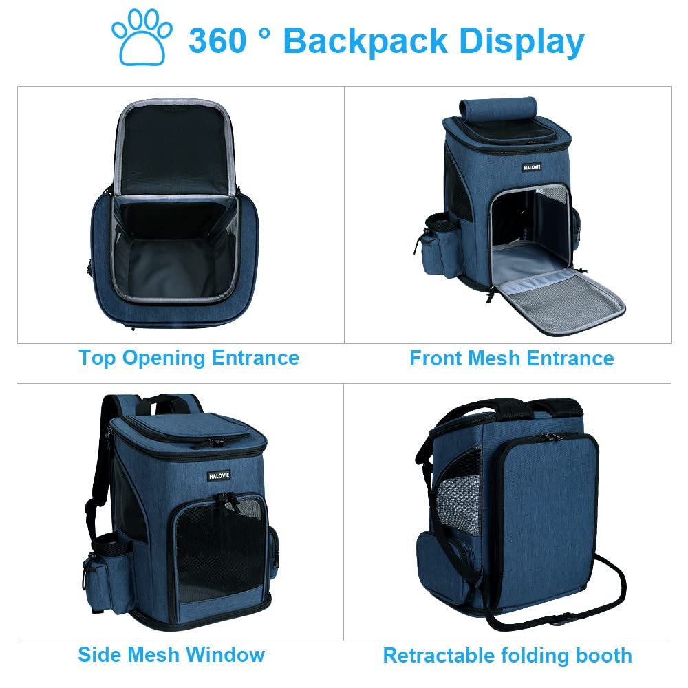 Halovie Pet Carrier Backpack Expandable For Small Dogs Medium Cats Under 18 Lb, Mesh Breathable Foldable Puppy Travel Bags