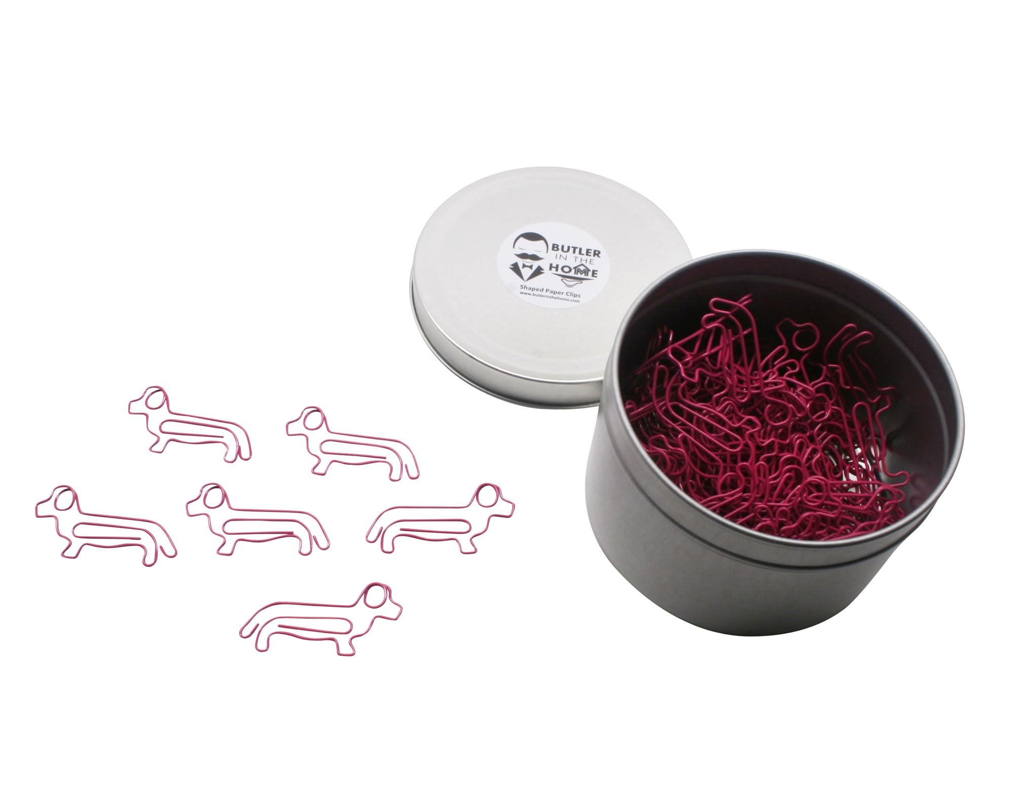 Butler in the Home Dog Dachshund Shaped Paper Clips Great for Paper Clip Collectors or Dog and Pet Lovers (Pink - 100 Count)